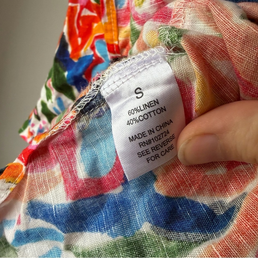 Hester & Orchard NWOT Top Linen Blend Womens 3/4 Sleeve Summer Shirt Size Small - Picture 3 of 8